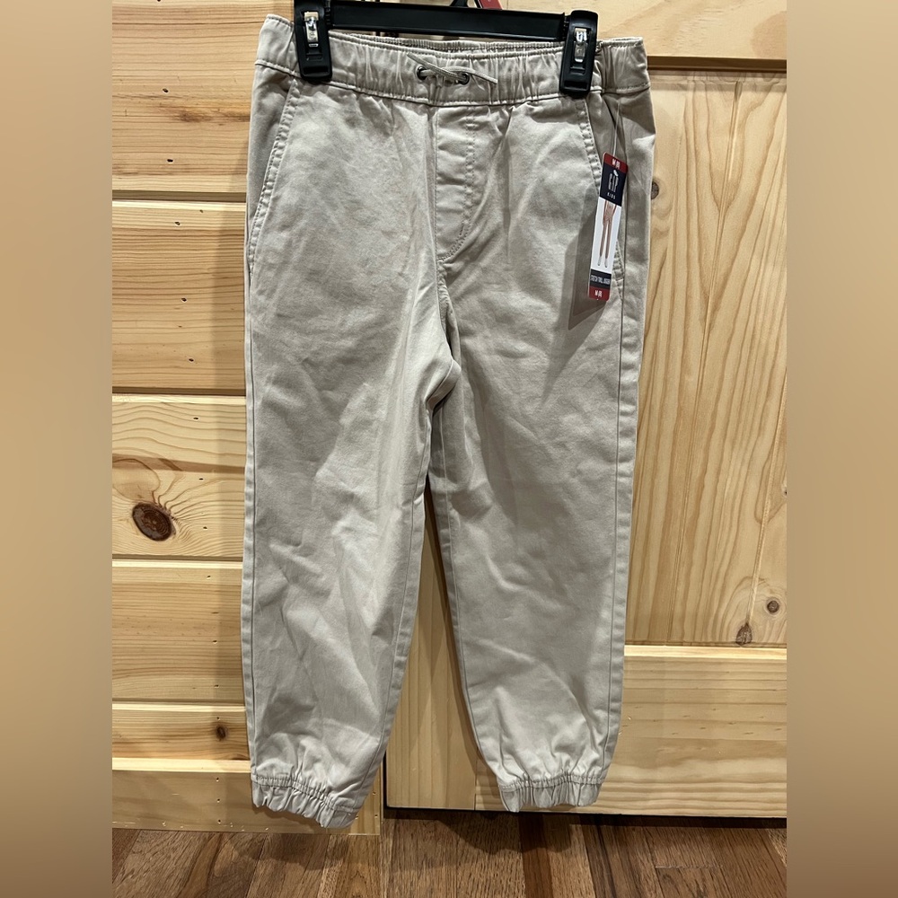 NWT Gap Stretch Twill Jogger Drawstring Khaki Boy Size 8